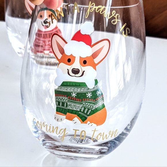 🔥LAST Corgi Dog Christmas Holidays Stemless Wine Glass Set - Picture 3 of 3